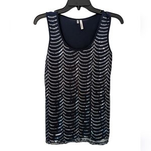 Beautiful Studio Y Navy Blue Sequin Tank Top Size Small